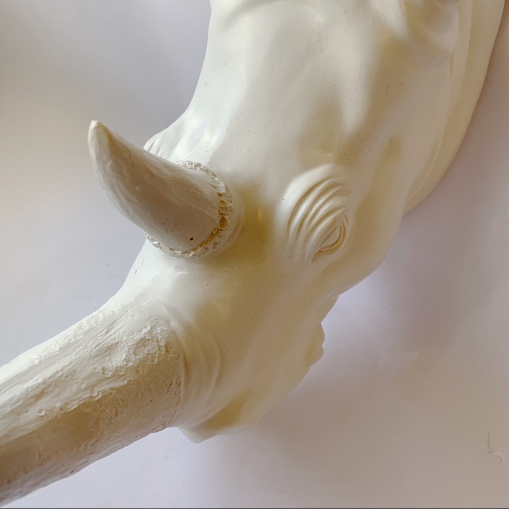 Z Galleries // White Plaster Rhino Head Wall Hanging - Picture 3 of 6